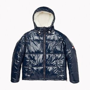 Tommy Hilfiger reversible winter coat navy puff and fleece interior